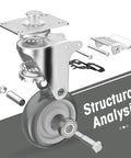 Structural analysis of 3 Inch Heavy Duty Industrial Grade Caster Wheels Set Of 4 With Locking Swivel Brakes Top Plate Non Marking Grey TPR Rubber Castors
