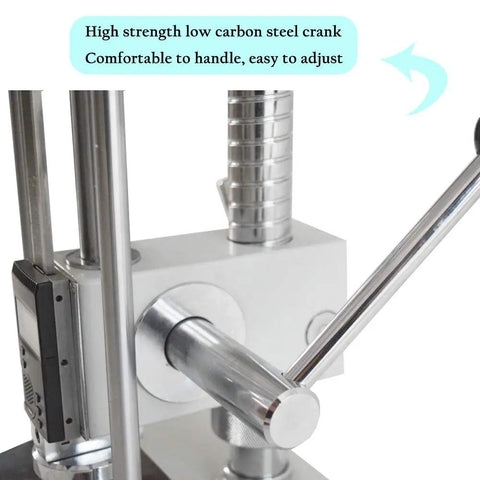 Spring Testing Meter 500N Push-Pull Tensile Tester For Extension And Compression With 99 Data Storage, Multi-Unit Readout In N KG LB, English LCD, Real-Time And Peak Modes, Modbus RTU Ready, close-up metal crank