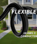 Close-up of 200 Ft Outdoor Extension Cord Weatherproof SJTW 16 Gauge 10A 1250W Heavy Duty Flexible 3 Prong Electric Cord