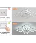 Square LED Ceiling Light For Living Room And Bedroom 96W Cool White 6000K 23.6 Inch Flush Mount Fixture Energy Saving Non Dimmable