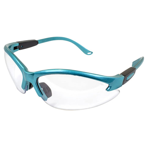 Cougar Womens Lab Safety Glasses With Turquoise Frames And Clear Lenses, Shatterproof Polycarbonate Lenses Meet Z87.1 ANSI Standards