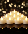 Flameless LED Tea Lights Set For Party And Home Battery Operated Flickering Votive Candles 12 24 50 100 150 Pack Warm Yellow Lit