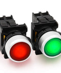 Two Pack Dual Color Red Green LED Push Button Switch 110 To 220 Volt Waterproof IP65 22mm Panel Mount for control panels and DIY projects