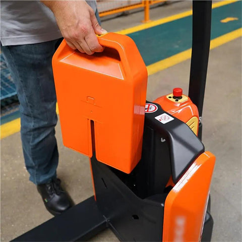 Big Budget 3300 Lb Full Electric Pallet Jack With Lithium Battery Fits Narrow Spaces Super Easy To Walk And Lift For Tough Jobs Inside The Warehouse with removable battery.