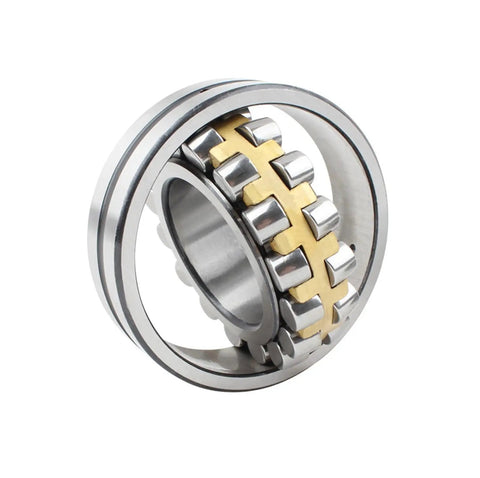 Heavy Duty Self Aligning Spherical Roller Bearing Series 222xx Pro Grade Industrial Replacement For High Speed Motors Built Different With No Sweat Maintenance, close-up view showing steel and brass components.