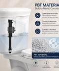 Universal Quiet Toilet Fill Valve And Comprehensive Repair Kit showcasing PBT material, corrosion-resistant tank components.