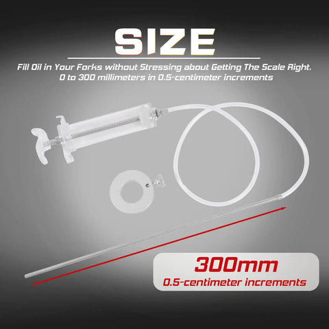 Motorcycle Fork Service Tool Kit Set C Featuring Two Tools The Fork Oil Level Tool And Spring Compressor with size details