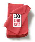 Cotton Shop Towels 12x14 Inch 100 Pack Ultra Absorbent Reusable Rags For Auto Garage Bar And Home Cleaning Durable Multipurpose Red