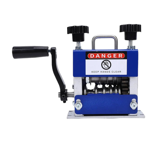 V-Notch Wire Stripping Machine With Six Hole Adjustable Depth Setting For Secure Grip Non-Slip Performance, blue metal construction.