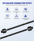 Front Tie Rod End Kit For Silverado 1500 And Sierra 1500 1999 2006 Fits 2WD Rack Steering Includes 4 Inner Outer Tie Rod Ends With Boots EV370 ES3492 6 Pc Ready To Roll For Rack Steering And Suspension Repair image showing two metal tie rods with features such as driving stability and high security.