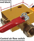 ChgImposs mist coolant lubrication unit with red lever, brass block, and threaded hose fitting for CNC lathes and mills