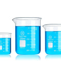 3 Piece Glass Beaker Set Lab Gear With 50ml 100ml 250ml Low Form Borosilicate 3.3 Lab Grade Beakers Featuring Double Scale