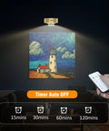 Three Pack Wireless Battery Operated Picture Lights With Remote And Timer For Art Frames illuminating a lighthouse painting.