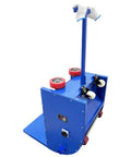 Heavy Duty Electric Drum Rotator Mixer With Variable Speed For Grease And Paint, blue industrial mixer with wheels.