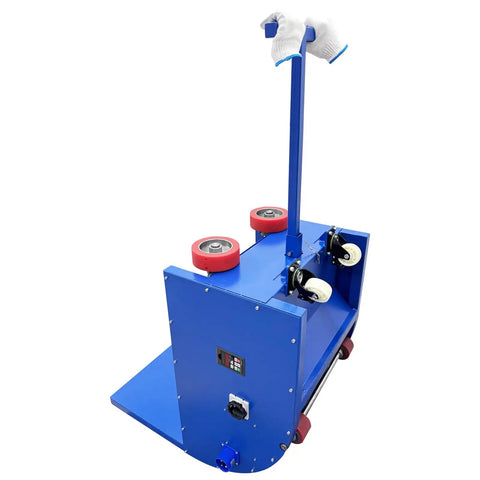 Heavy Duty Electric Drum Rotator Mixer With Variable Speed For Grease And Paint, blue industrial mixer with wheels.