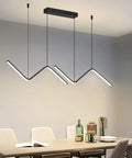Linear LED Chandelier With Remote Dimmable 35.4 Inch Tunable 3000K-6000K Hanging Light Black Finish over dining table