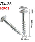 100Pcs Pocket Hole Screws Set For Woodworking Self Tapping Oblique Hole Galvanized Screws ST4-25 And ST4-38 Fits 12 To 25mm Wood