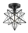 Slick Industrial Black Copper Moravian Star Ceiling Light 12 Inch With Clear Glass Shade 1 Light Fixture Fully Dimmable