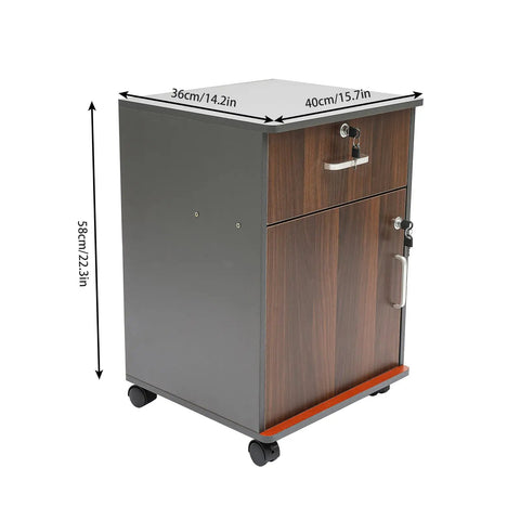 Slick Locking Vertical File Cabinet With Smooth Glide Casters And Ample Under Desk Storage Space, 40x36x58 cm, MDF material.