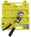 10 Ton Hydraulic Crimp Tool For Battery Cables, Lug Terminal Crimper With 9 Die Sets in yellow case