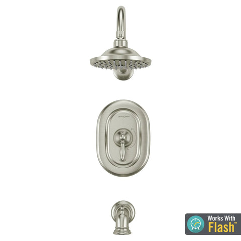Quentin Tub And Shower Trim Kit With One Piece Ceramic Cartridge And Double Ceramic Pressure Balance Brushed Nickel Finish