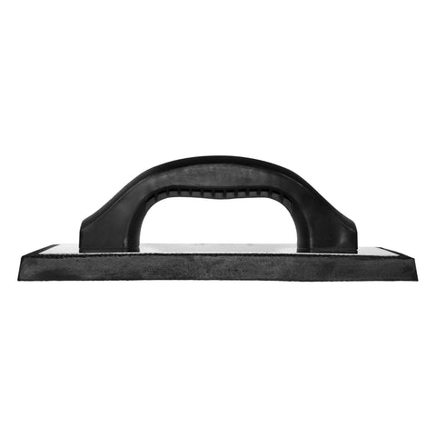 Side view of Molded Rubber Grout Float With Non Stick Gum Rubber Pad 4 In By 9.5 In Aluminum Back Plate Beveled Sides and Contoured D Handle