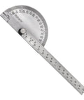 No Fuss Stainless Steel Zero To One Eighty Degree Round Head Protractor And Angle Finder with clear scale and pivot grip.