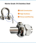 Heavy Duty Marine Grade Bow Shackles Built Tough From 316 Stainless Steel For Real Saltwater Resistance And Hard Core Boat Rigging Gear 3/8 Inch 2 Pack, showing solid construction and lock pin.