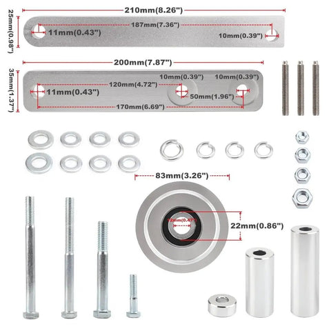 Must-Have Idler Pulley Bracket Kit Direct Fit For 85-91 Chevy Corvette C4 L98 5.7L Engine Restores Serpentine Belt Tension And Accessory Drive Alignment For Your Classic V8 Build, silver aluminum bracket set with pulley, bolts, washers, spacers, and nuts