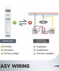 Diagram showing Impulse Latching Relay With Memory, 16A Pulse Control, Wide Range AC DC 12 Volt To 240 Volt, Easy DIN Rail Mount