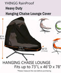 Waterproof 900D Patio Hanging Chaise Lounge Cover For 73 Inch Outdoor Swing Chair Hammock shown with dimensions