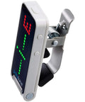 PolyTune Clip On Guitar Tuner With Polyphonic Tuning Strobe And Chromatic Modes Plus 108 LED Matrix Display side view.