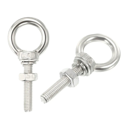 Stainless Steel Loop Bolts Set M10x30mm With Hex Nuts Flat Washers And Spring Washers Shoulder Eye Bolts For Hangin And Fastenin
