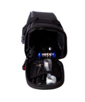 Open waterproof saddle bag showing 10 In 1 Bike Repair Kit With Tire Levers Glueless Patches Bone Wrench Chain Breaker Multi Tool
