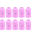 Get These Awesome Alumina TIG Nozzles Perfect For WP17 WP18 And WP26 Torches With 42mm Length Plus 9.5mm Bore To Keep Your Welding Gas Flow Smooth As Silk And Stable Through Heavy Use For All Your Metal Fabrication Jobs - pack of 10 pink alumina nozzles.