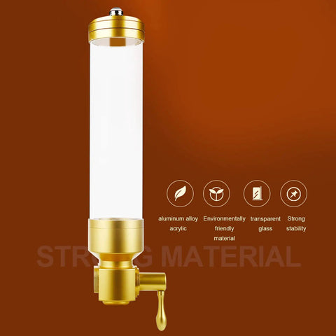Wall Mounted Transparent Coffee Canister With Gold Trim And Smooth Grip Handle Straight Up Fantastic Dry Food Dispenser with aluminum alloy.