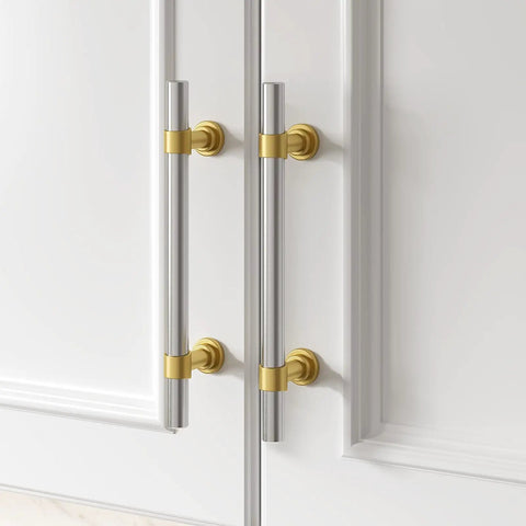 20 Pack 5 Inch Two Tone Brushed Nickel And Gold Cabinet Pulls Silver Cabinet Handles For Cabinets Modern Kitchen Hardware Closet And Bathroom