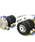 Electric Slip Ring With 2, 4, 6 Or 8 Passages, Pneumatic Rotary Joint And Rotary Union, 4mm Port Size And M5 Port, Built Tough Electrical Rotary Connector For Machinery shown with brass fittings and wires