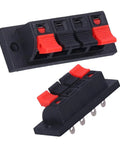 4 Way Speaker Connector Spring Loaded Terminal Kit Black ABS Metal Build For Easy Wiring Handles Zero To Two Hundred Fifty Volts Three Amps Rating Durable Audio Terminal Clips Perfect For Speaker Wire Upgrades And Quick Install