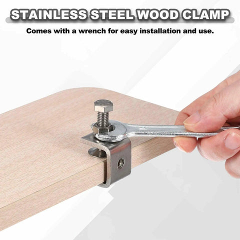 4-Piece Stainless Steel C Clamps Set, Mini 75mm Wide Jaw Opening, 2.95 Inches, Heavy Duty U Clamp for Woodworking, Welding, Building, and Household Mounting, 304 Stainless Steel, Rust Resistant Clips, clamping wood with wrench