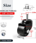 Heavy Duty Swivel Caster Wheels Set Of 4 Low Profile 2 Inch Casters With Hella Sturdy 2200 Pound Capacity Smooth Rolling Rig For Workbenches Shop Carts And Furniture American Thread Stem detailed size chart.