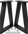 16 Inch Trapezoid Metal Table Legs Set Of 2 Beefy, Heavy Duty Black DIY Furniture Feet For Desk and Coffee Table with screws
