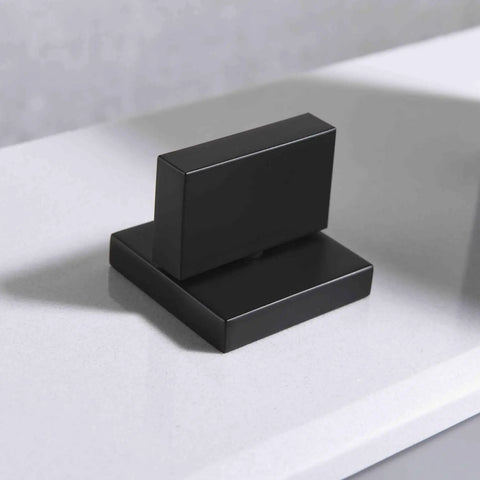 Matte Black Waterfall Tub Faucet Deck Mount Widespread Three Hole Bath Filler With Valve Solid Brass Valves High Flow View