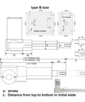 Technical diagram of Built Like A Tank 24V DC Electric Linear Actuator With Hall Sensor and Control Kit dimensions and specifications.