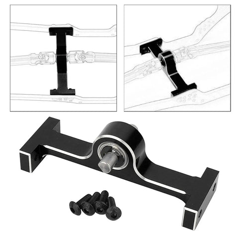 Aluminum Alloy RC Car Transfer Case Gearbox Chassis Kit For MOA Crawlers 1.9 Shafty LCG Upgrades Black, shown with easy install.