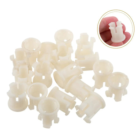 Twenty Durable Plastic Caster Socket Sleeves Fit Tight Inside Chair Feet, beige plastic, 2x1.6x1.6cm, for wobbly chair repair.