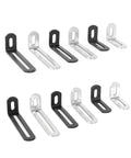 Legit Kickass Heavy Duty Stainless Steel Adjustable Corner Bracket Locking L Shaped Angle Braces For Wooden Shelf Repair And Cabinet Assembly Hardware Kits, pack of 10 in black and stainless steel.