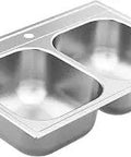 33 Inch 20 Gauge Double Bowl Stainless Steel Drop In Kitchen Sink With QuickMount And SoundShield Noise Reduction For Quiet No Fuss Easy Install Built To Last In Any Modern Kitchen, top view