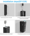 Installation steps for Adjustable Angle Mount For E340 Video Doorbell, showing bracket mounting and doorbell attachment.