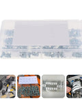 Super Tough Grease Nipple Assortment Kit With 260 Galvanized Iron Fittings In M6 M8 M10 Metric And Imperial Sizes Including 90 Deg And 45 Deg Angled Straight Nozzles Perfect For Heavy Duty Jobs Anywhere You Go., clear plastic case with galvanized grease fittings for automotive and machinery maintenance